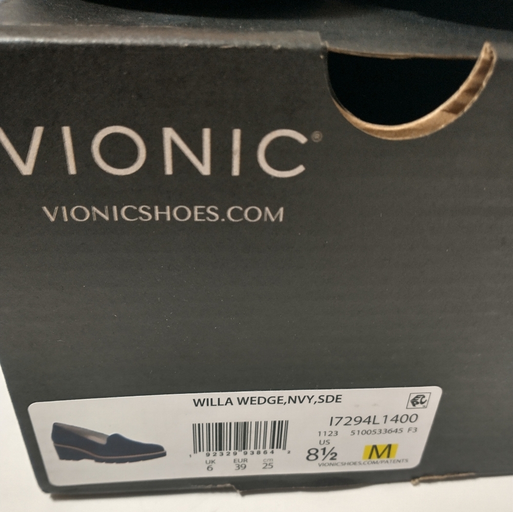 Like‎ NEW Vionic Willa Suede Wedge Slip On Loafer, Navy, Support, Women Size 8.5 - Picture 11 of 11
